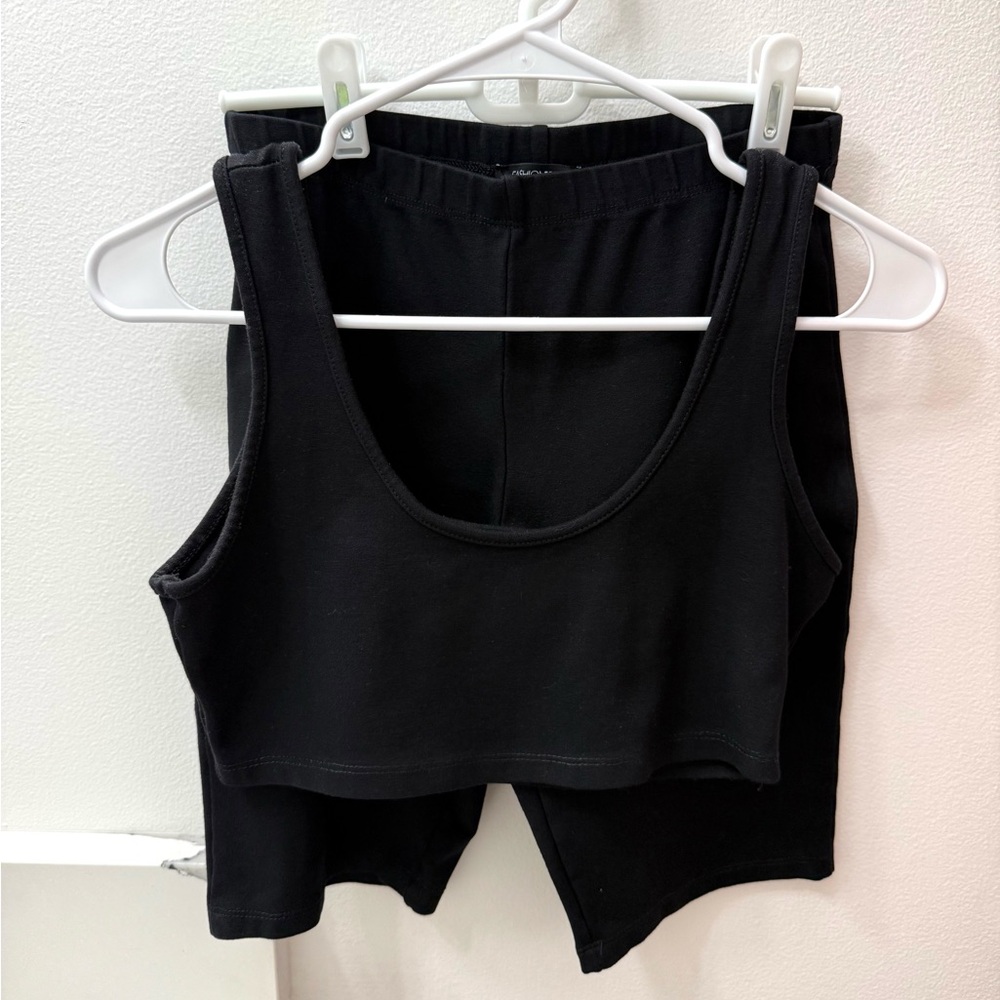 Fashion Nova Bondoc Biker Short 2 Piece Set Black US M